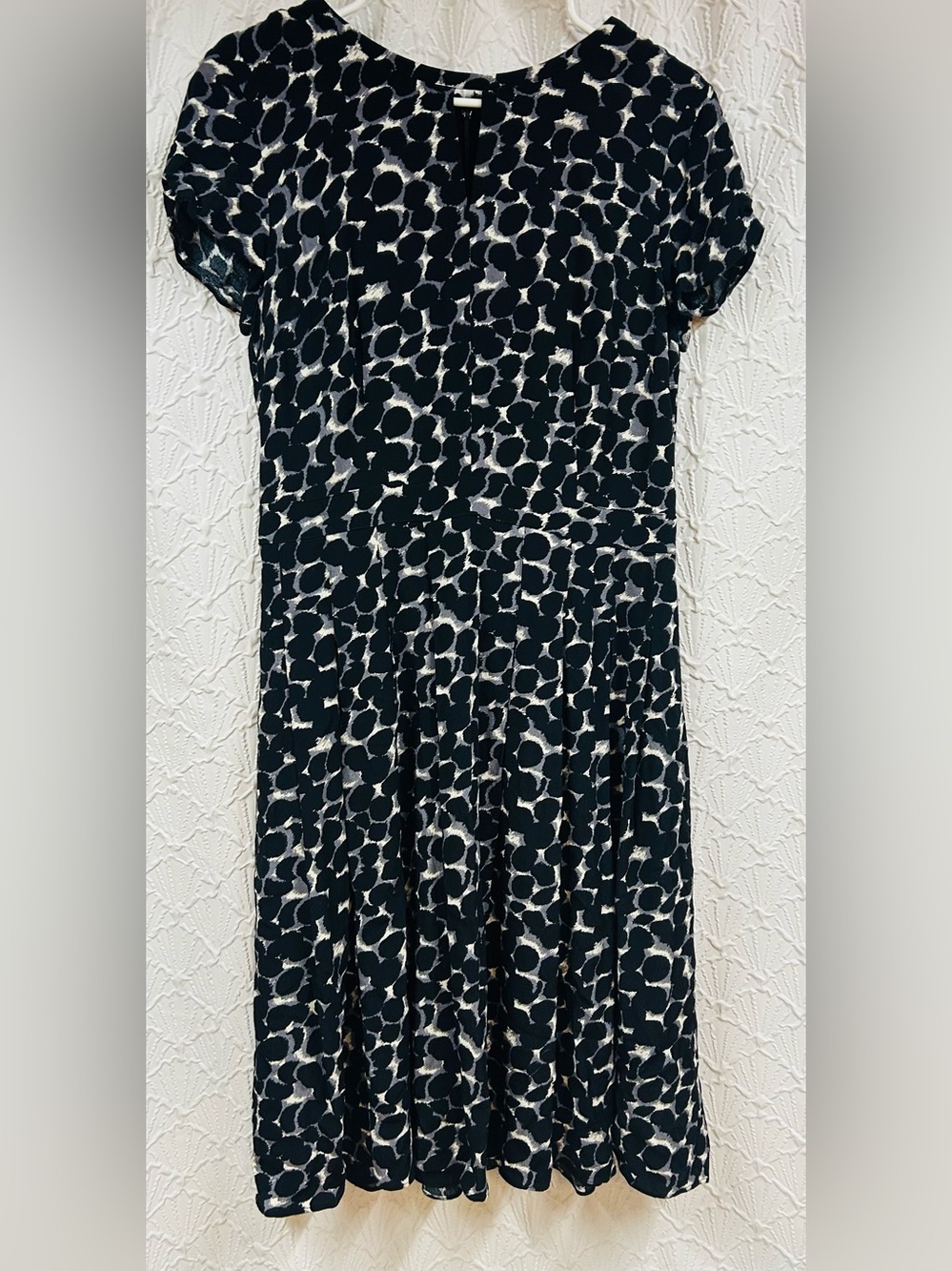 Talbots Black & Purple/Gray Printed Women’s Dress with Pleats